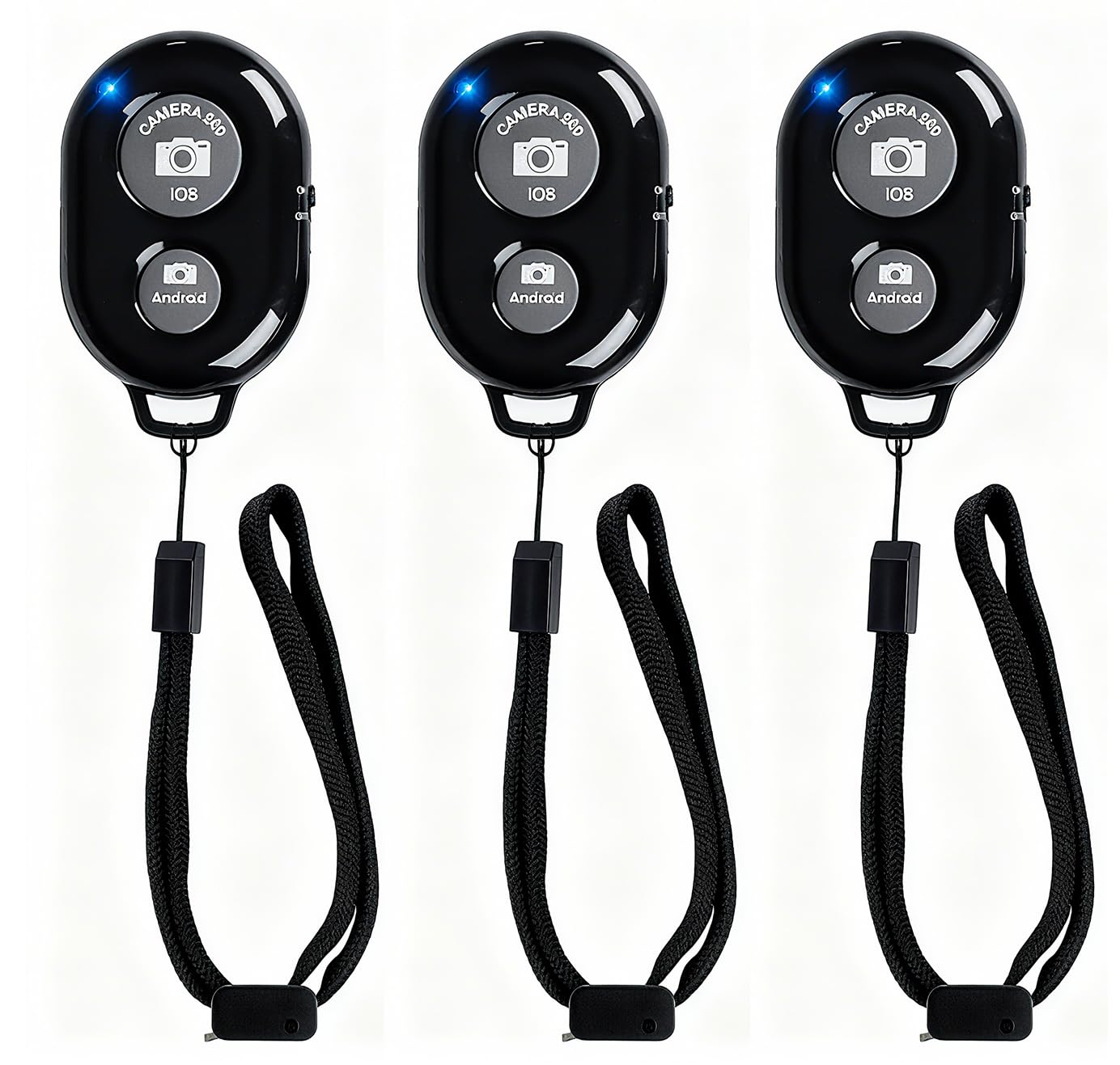 Wireless Remote Shutter for Cellphones and Tablets (3 Pack), AOQIYUE Bluetooth Remote for iPhone/Android Camera Control, Selfie Clicker for Photos and Videos - Wrist Strap Included