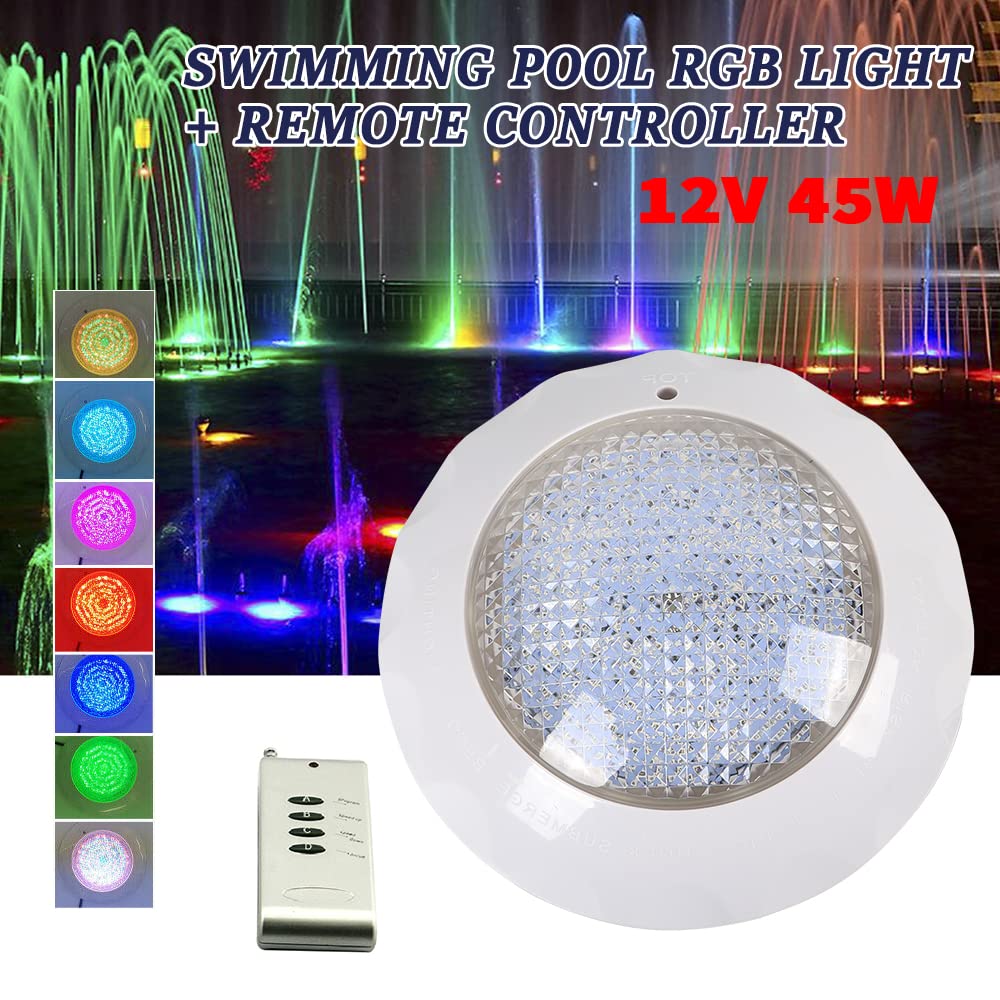 Lampa podwodna LED, 45 W, oświetlenie basenu, oświetlenie RGB, SPA, pilot zdalnego sterowania, wodoszczelne oświetlenie basenu, do ogrodu skalnego, akwarium, fontanny, ogrodu