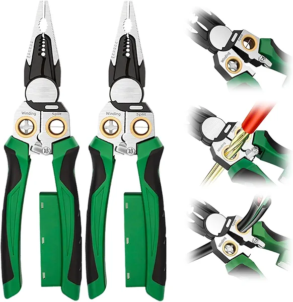 8 in 1 Wire Stripper with Voltage Tester, 2025 New Multi-purpose Wire Crimper Electric Stripping Tool for Cutting and Pulling Pliers, Electrical Pliers Tool for Wire Cutting Stripping Crimping (1)