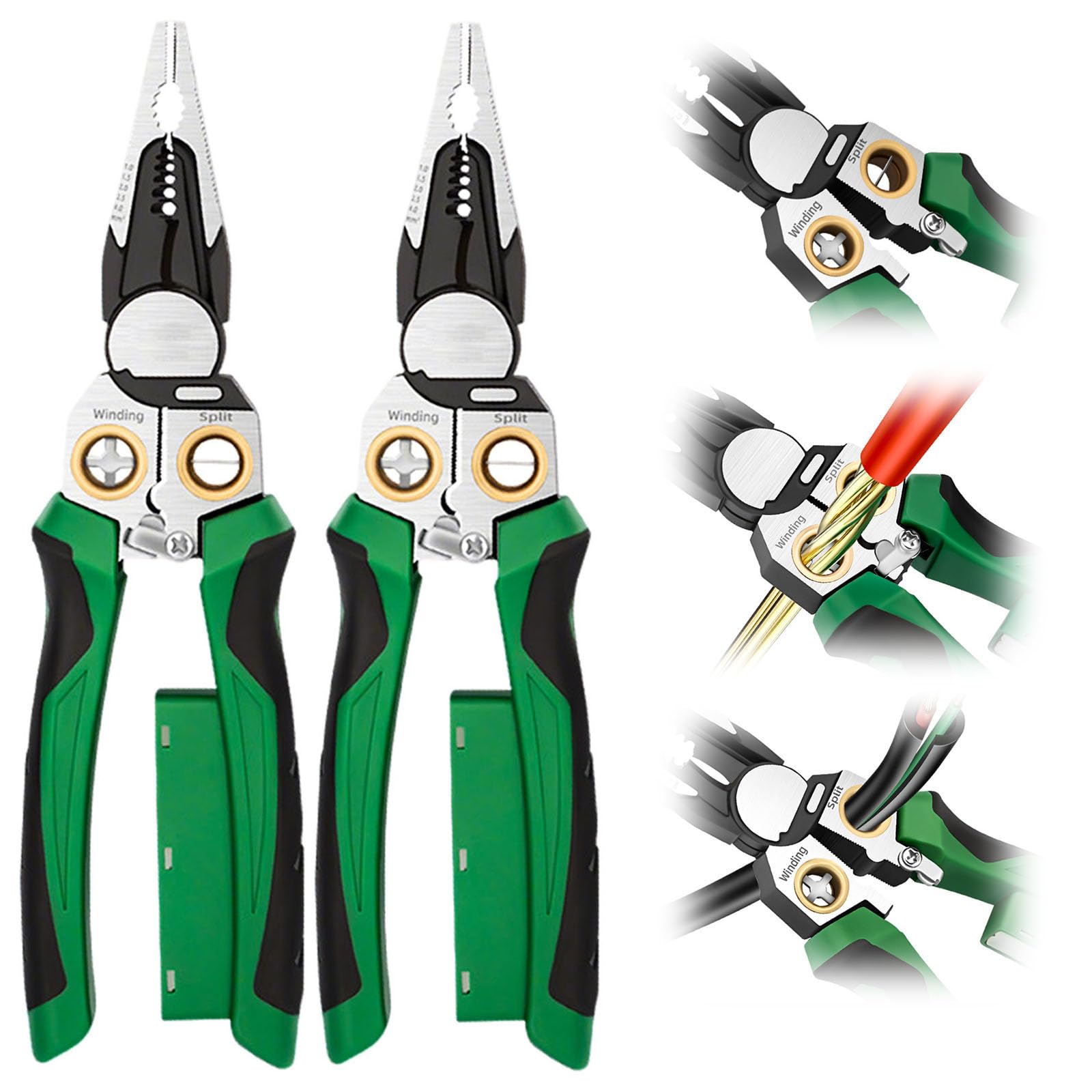 Pelacables 8 en 1 con probador de voltaje, herramienta eléctrica multifunción para cortar y tirar de alicates, alicates eléctricos para cortar cables, herramienta de reparación de crimpado (2 piezas)