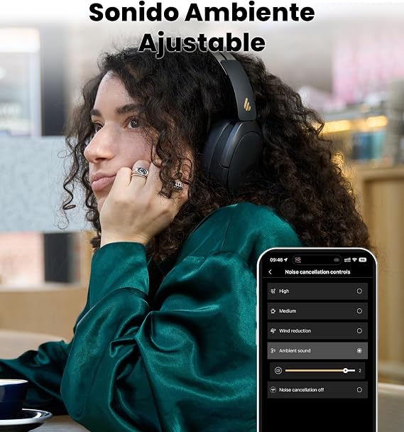 Edifier W80 Over-Ear Headphones with ANC -49dB & Hi-Res LDAC,Black