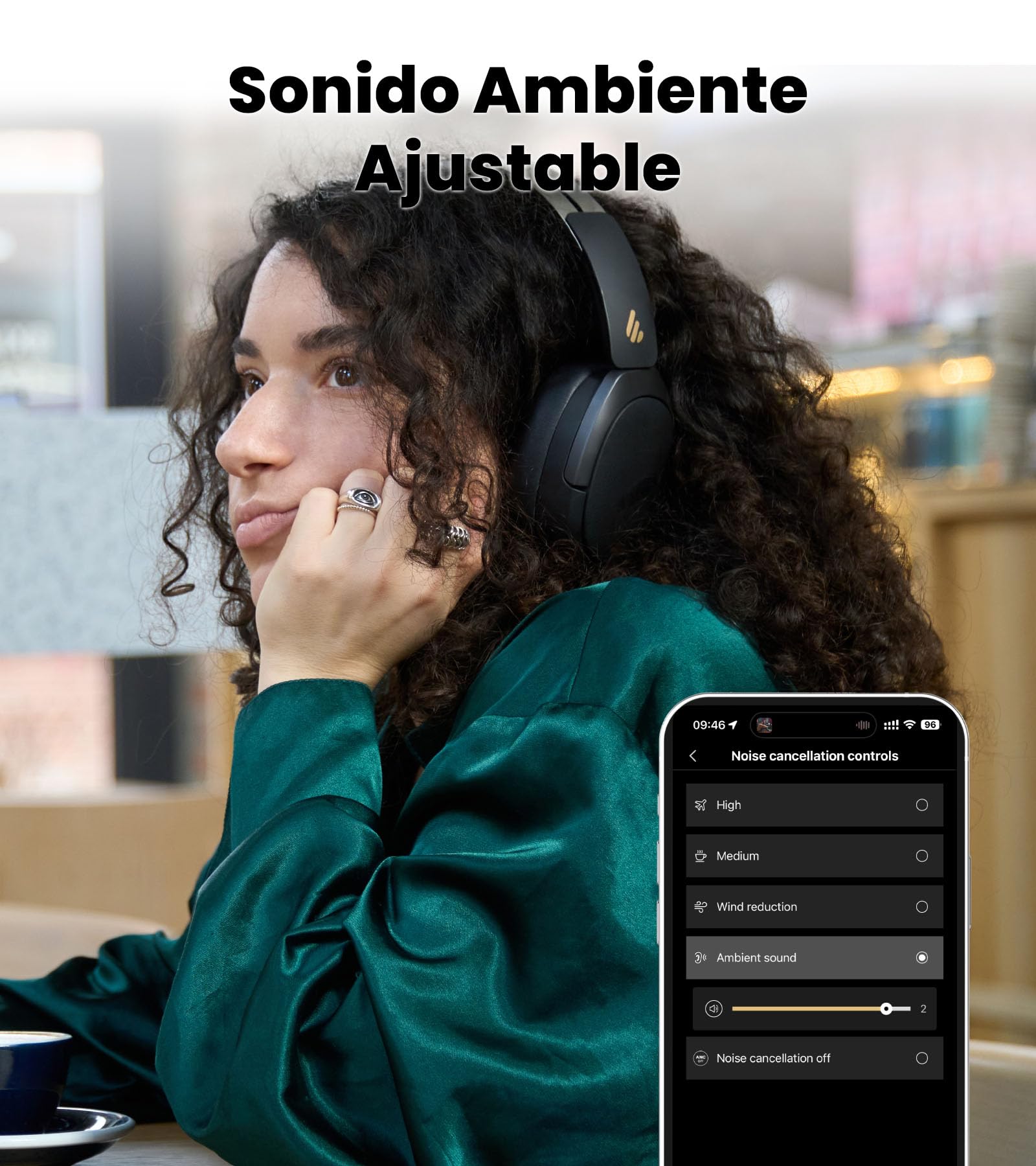 Edifier W80 Over Ear Headphones with -49dB Active Noise Cancelling, LDAC Hi-Res Wired & Wireless, AI Clear Call, Carga rápida, Conexión multipunto, Bluetooth V5.4 - Negro