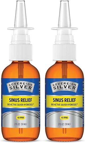 Sovereign Silver Hidrosol de plata coloidal bio-activo para apoyo inmunológico - 10ppm - 2oz - Spray nasal - Paquete de 2