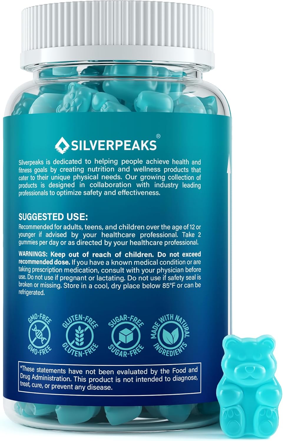 SILVERPEAKS Height Growth Gummies for Kids, Teens & Adults - Height Growth Maximizer Supplement with Calcium, Vitamins D3 & K2, Magnesium, Zinc for Bone Strength & Height Increase - 60 Gummy Chews - Image 3