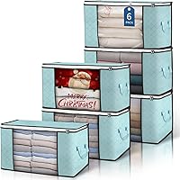 Vista 19 de Bolsas de almacenamiento grandes, paquete de 3 contenedores plegables para almacenamiento de ropa, contenedores de almacenamiento con asas