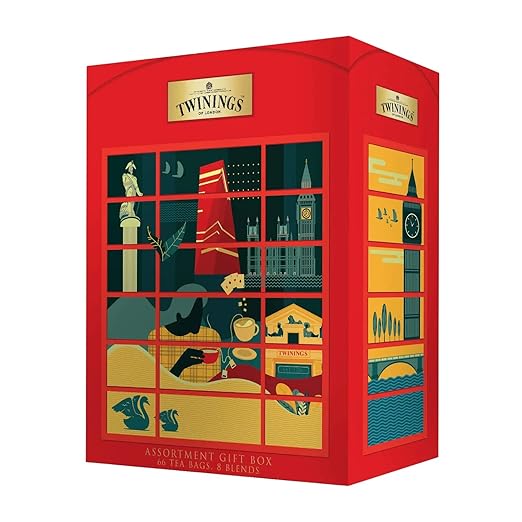 Twinings Tea Festive Gift Pack, 66 Sachets, 8 Blends, Earl Grey, English Breakfast, Lemon Tea, Pure Green Tea, Green Tea Lemon & Honey, Green Tea & Mint, Green Tea Jasmine and Pure Peppermint