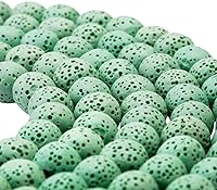 Vista 2 de rockcloud Cuentas redondas sueltas de piedra de lava verde de 0.315 in para hacer joyas, accesorios