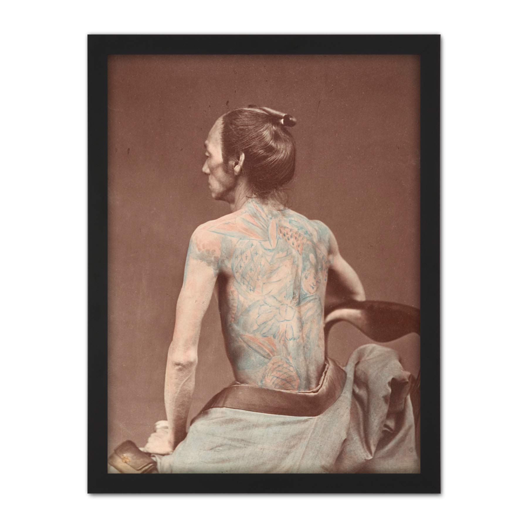 Artery8 Japanese Edo Period Mechanic Tattoo Tattooing Photo Artwork Framed Wall Art Print 18X24 Inch