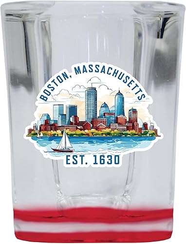 Miniatura 10 de R and R Imports Boston Massachusetts B Souvenir - Vaso de chupito cuadrado de 2.5 onzas, base azul individual