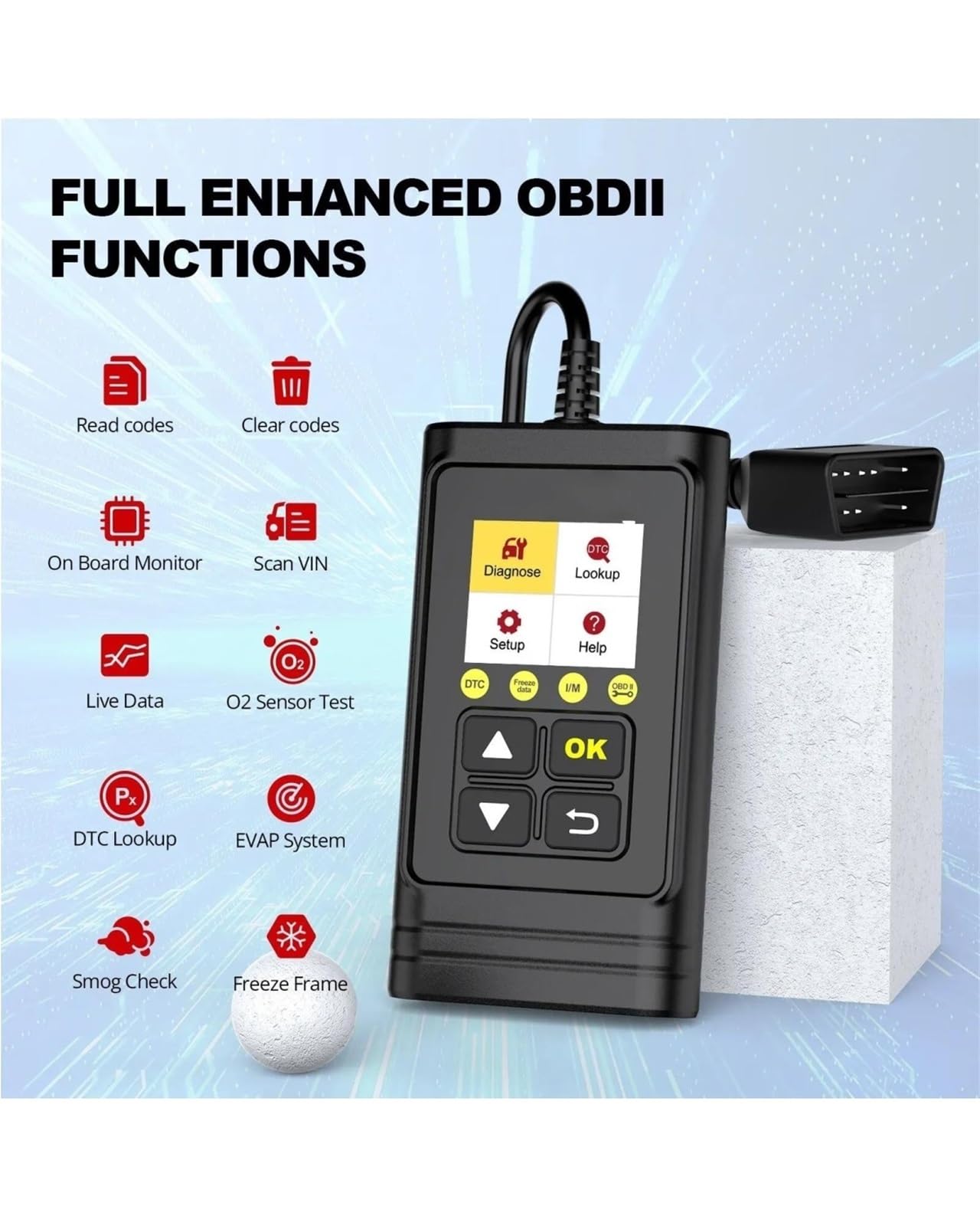 OBD2 Auto Diagnostica Lettore di Codici per Auto Scanner OBD2 Cancella Test Smog Strumento Scansione