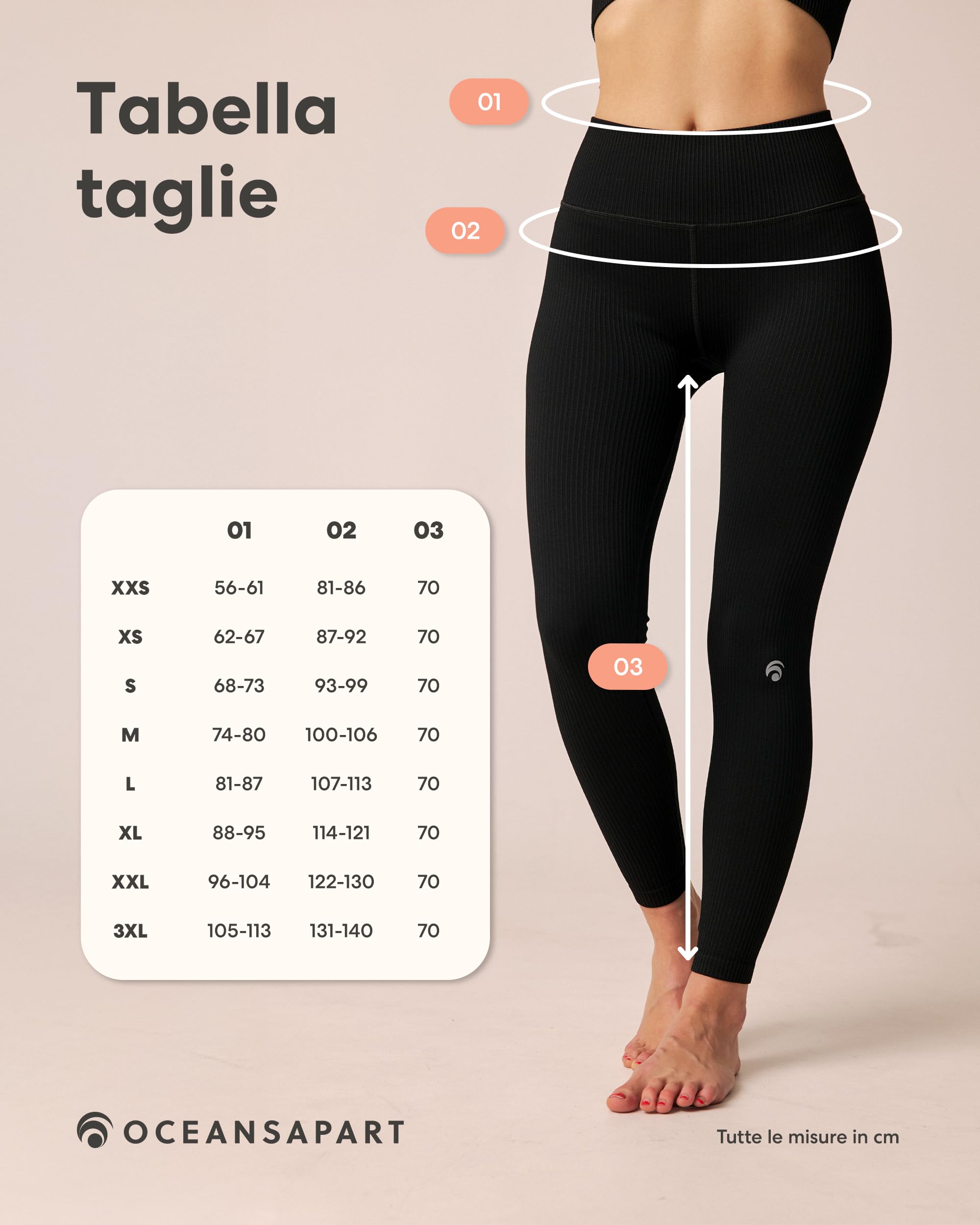 OCEANSAPART Maya Pant Leggings sportivi da donna a costine – Squadproof & Opachi leggings a vita alta, leggings modellanti – Pantaloni sportivi traspiranti da donna – Gym, Yoga & Uso quotidiano XS