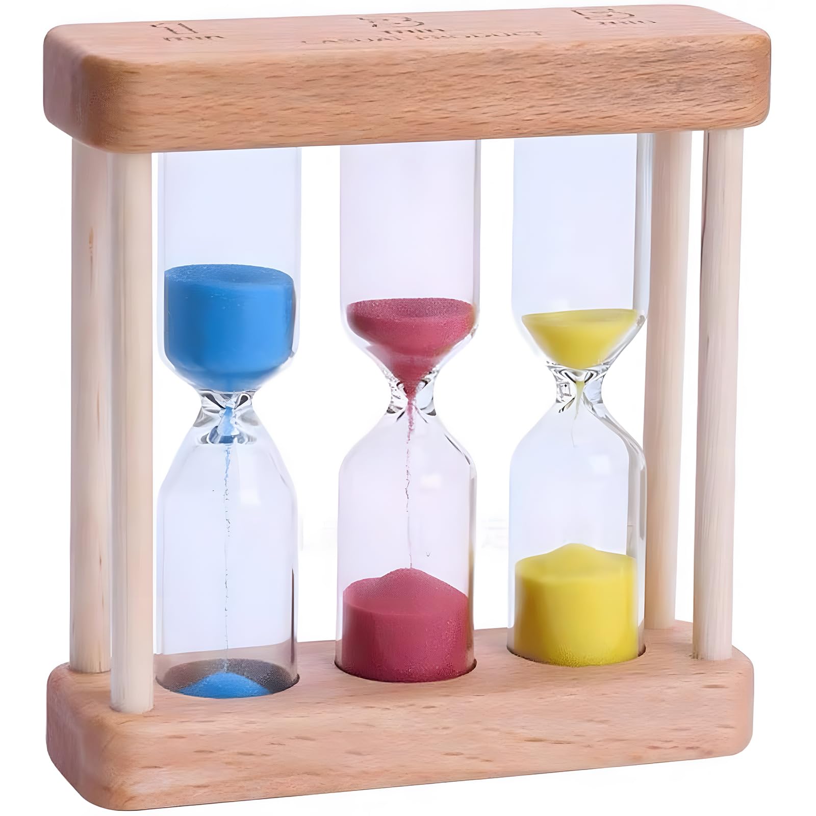 X spring Hourglass Timer, Creative 1, 3, 5 Minute Wooden Sand Glass Hourglass Timer, Time Management Tools for Classroom, Mini Sand Clock Timer Small Table Decoration for Home Kitchen Office (Color)