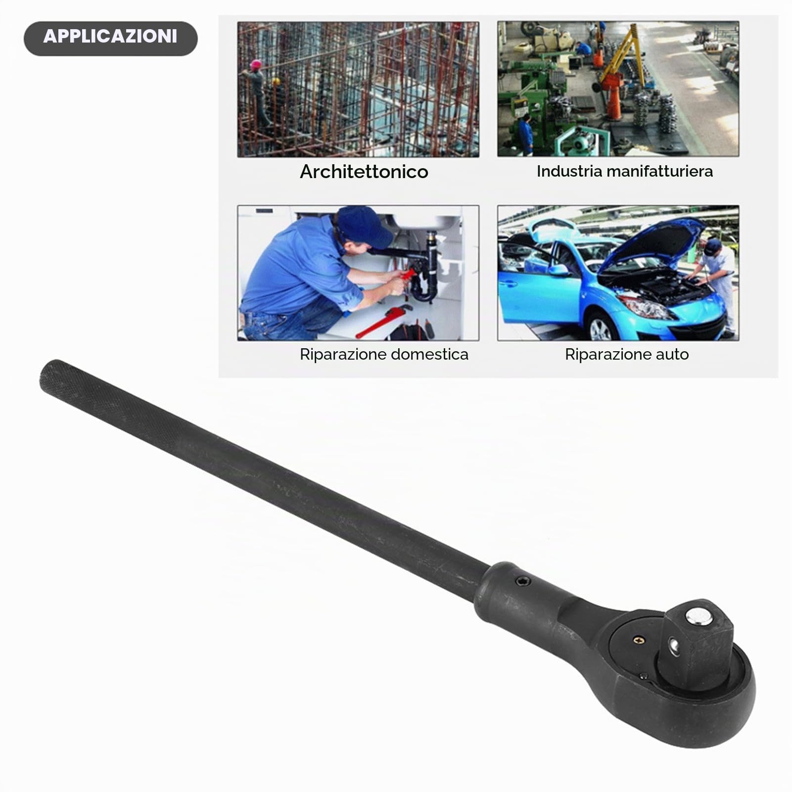Chiave a bussola a cricchetto da 1 pollice, strumento di riparazione auto di media lunghezza per impieghi gravosi per prestazioni ad alta torsione in officine (1 Zoll)