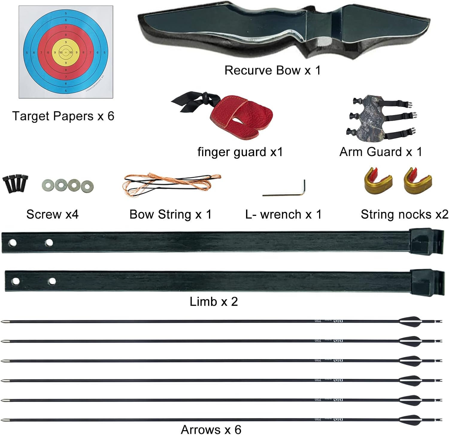 D&Q Archery Recurve Bow and Arrows Set for Adults Wooden 35 lbs Archery Bow Set for Teens Riser Right Hand Longbow Outdoor Training