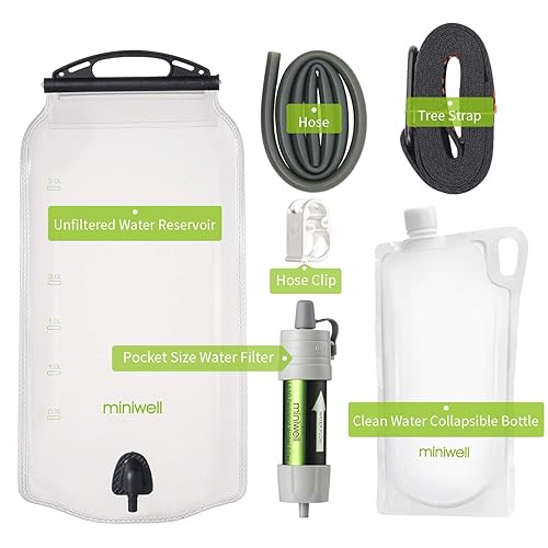 Miniatura 3 de miniwell Filtro de agua de gravedad Ultraligero Multiusos Accesorios de senderismo Kit de emergencia opcional Certificado TUV Huracán Storm
