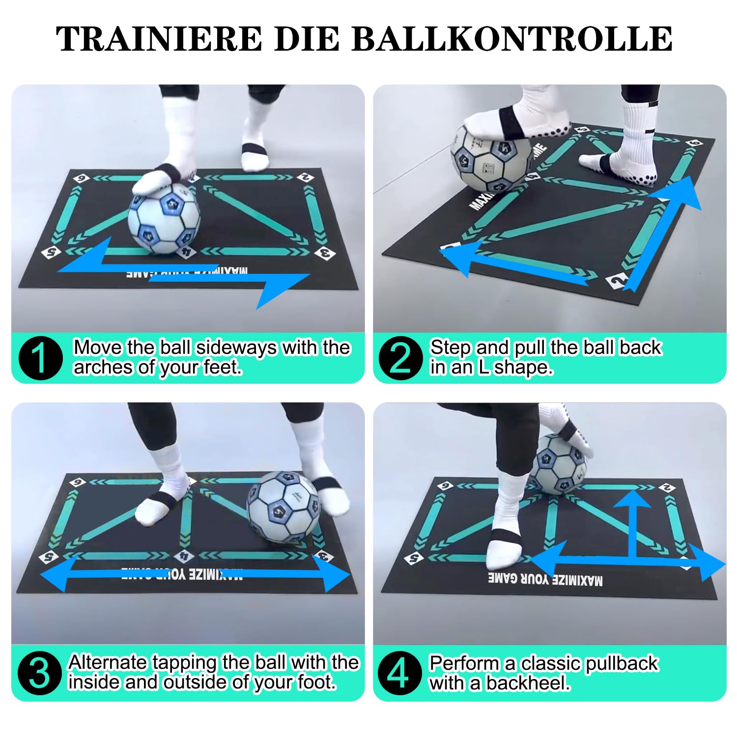 Fussball Matte Ballkontrolle, 60x90cm Fußballmatte, Fußball Trainingsmatte, Fussball Trainingszubehör, Fussballmatte Training, rutschfeste, Stabil und Langlebig Geschenke für Fußballfan