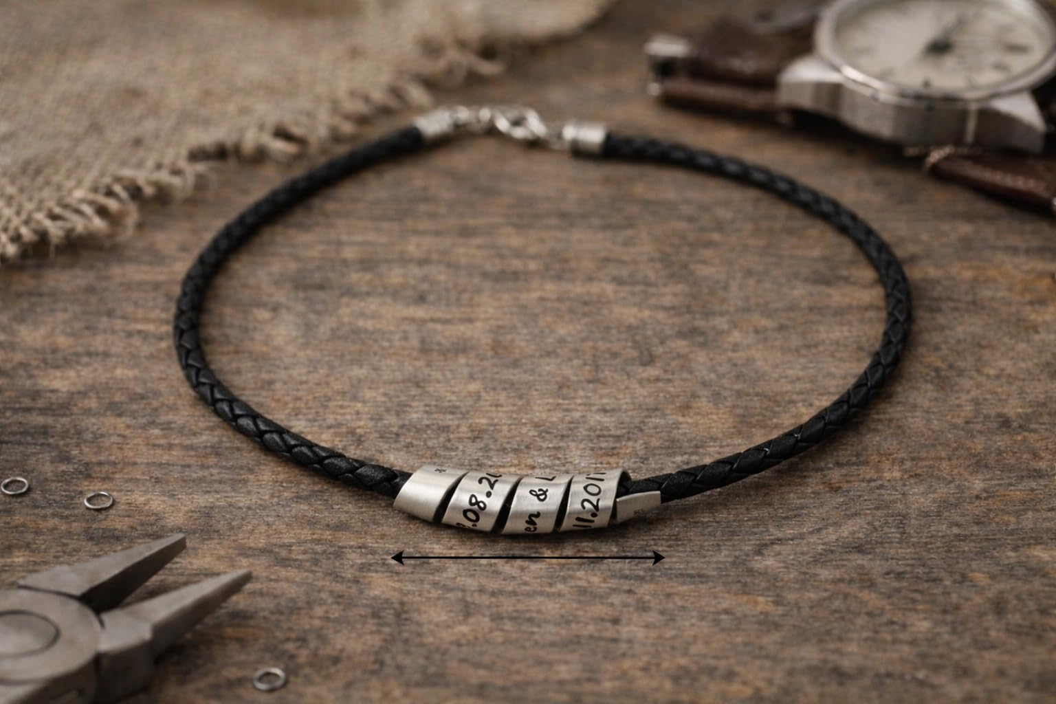 Namenskette, Silberspirale, Familienband personaliserbare Herrenkette mit Sterling Silber Anhänger und Gravur nach Wunsch