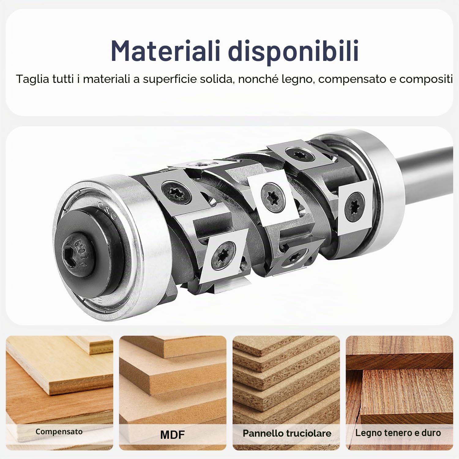 SpeTool Up&Down Fresa a Copiare 12mm di Diametro dell'Attacco Fresa Spirale per Rifilare in Metallo Duro Compressione 32mm di Diametro di Taglio Scanalata a Fresa per Legno con Doppio Cuscinetto