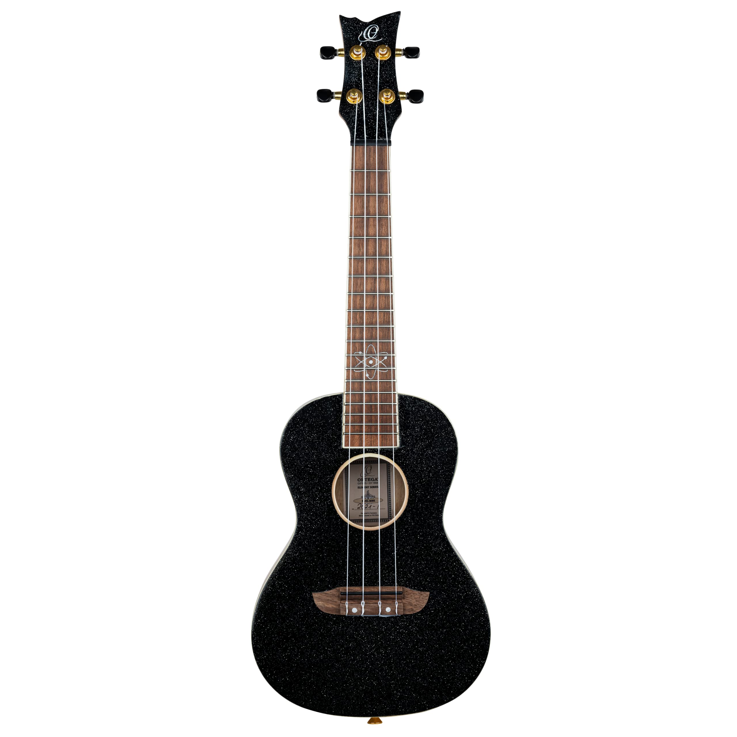 Ortega Guitars Ukulélé Concert Acoustique – Série Element – Housse Incluse – Épicéa, Noir (RUEL-MBK)
