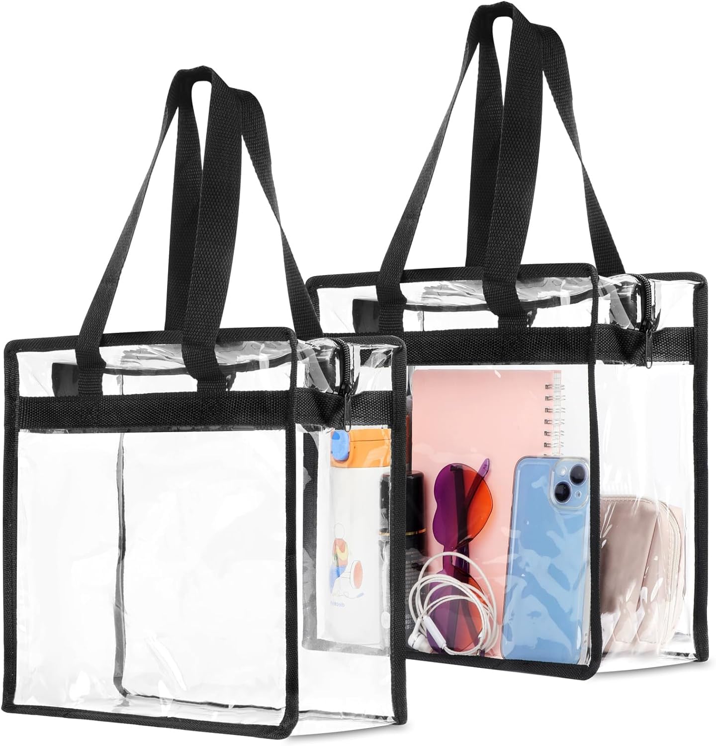 Unisex Adult Square Transparent Pvc Tote Bag - Multipurpose Clear Tote For Work,School,Home,Toiletries,And Travel