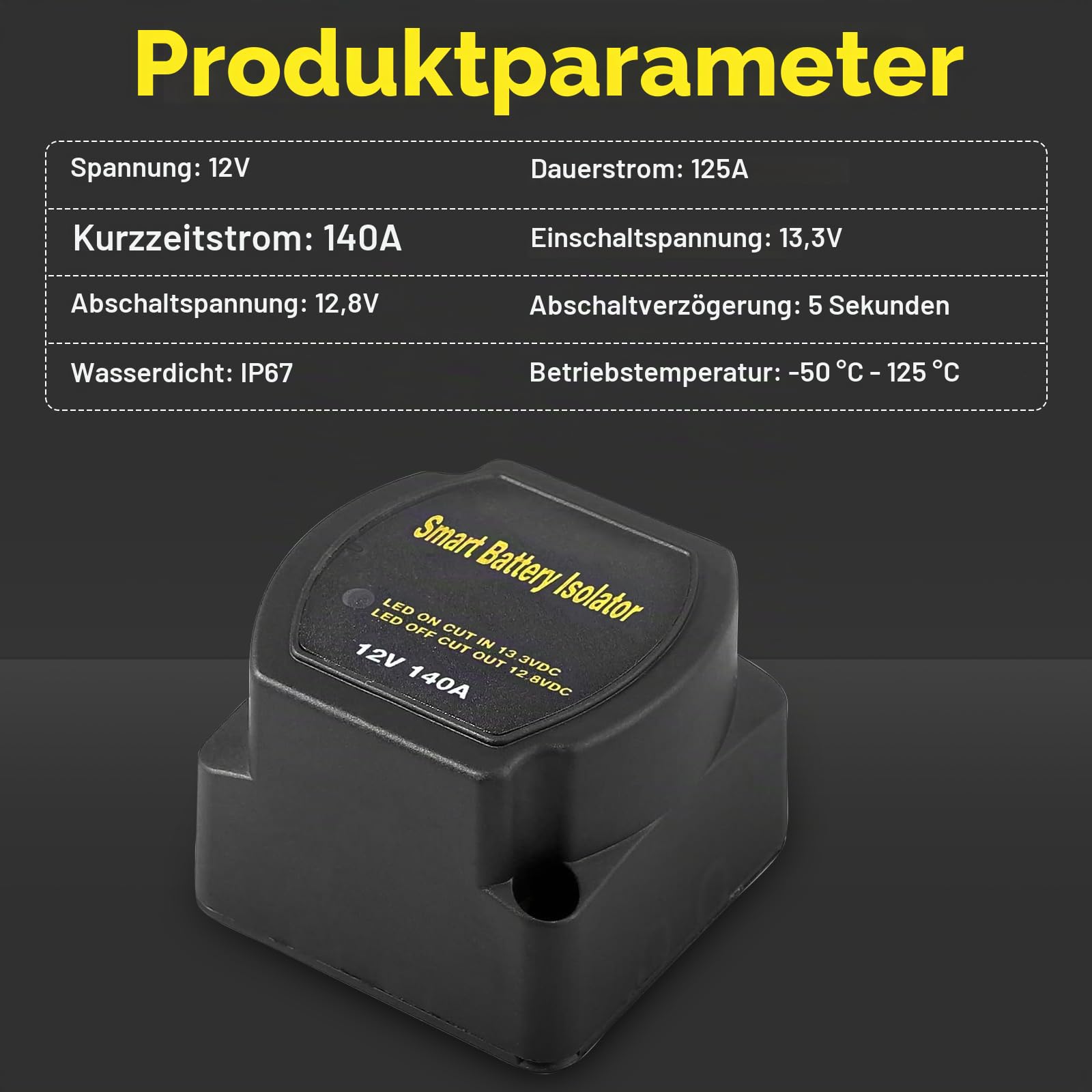 12V/140A BSR Trennrelais, batterie trennrelais, Dual-Batterie-Isolator-Kit | Spannungsempfindliches Relais, 12V Split-Laderelais für Auto, Wohnwagen, Geländewagen, LKW, SUV, Wohnmobil, ATV, Boote