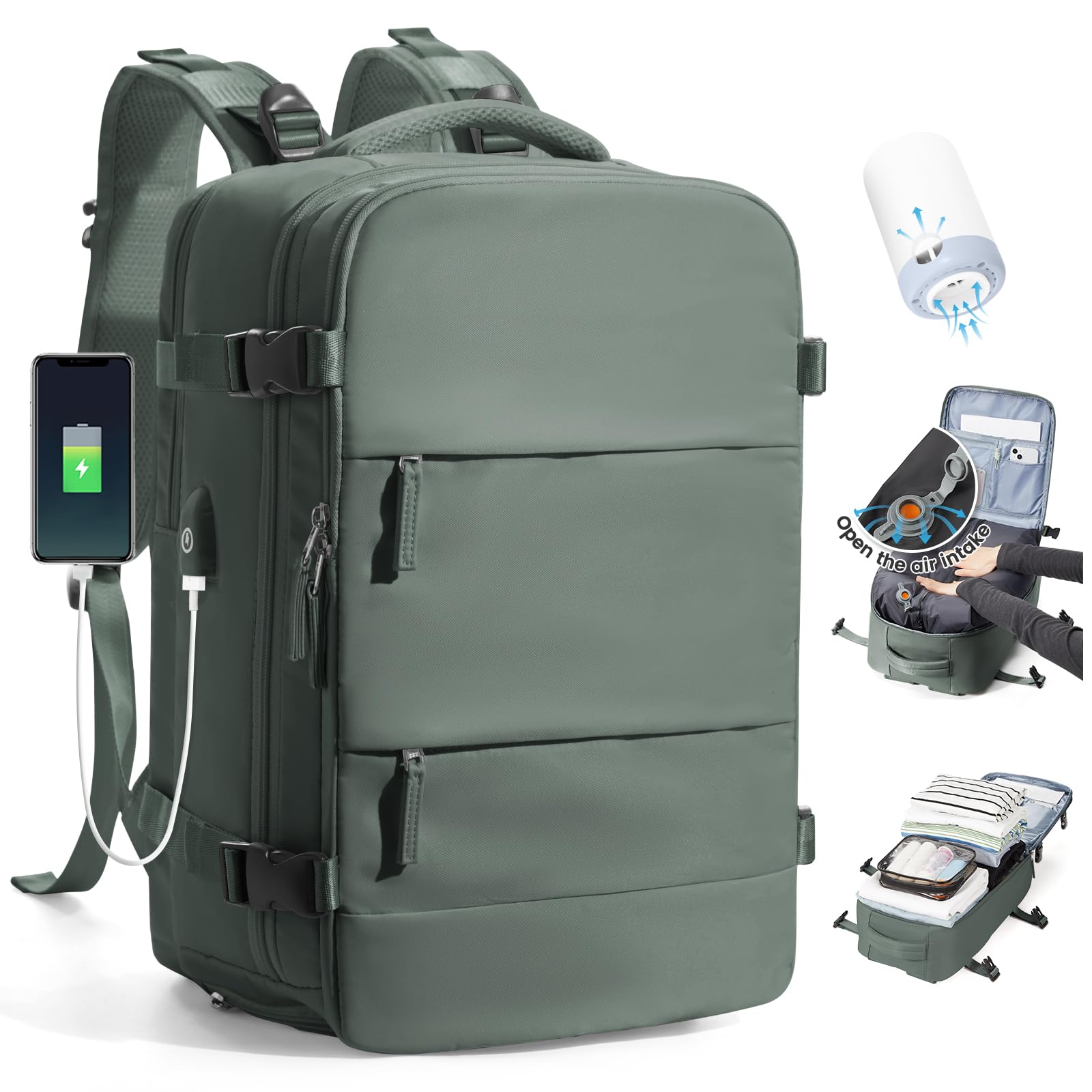 SZLX Zaino Ryanair 40x30x20 Sottovuoto Zaino da Viaggio 40x20x25 Ryanair Wizzair Donna da escursionismo impermeabile Zaino Casual Laptop da 14 Pollici con porta di ricarica USB Scomparto per Scarpe