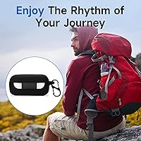 Vista 6 de Funda compatible con Echo Buds 2023, silicona suave a prueba de golpes, funda protectora para Echo Buds con mosquetón, LED frontal visible (negro)