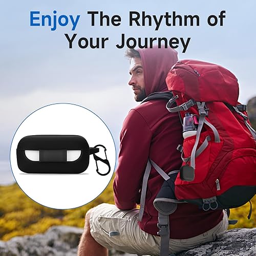 Miniatura 6 de Funda compatible con Echo Buds 2023, silicona suave a prueba de golpes, funda protectora para Echo Buds con mosquetón, LED frontal visible (negro)