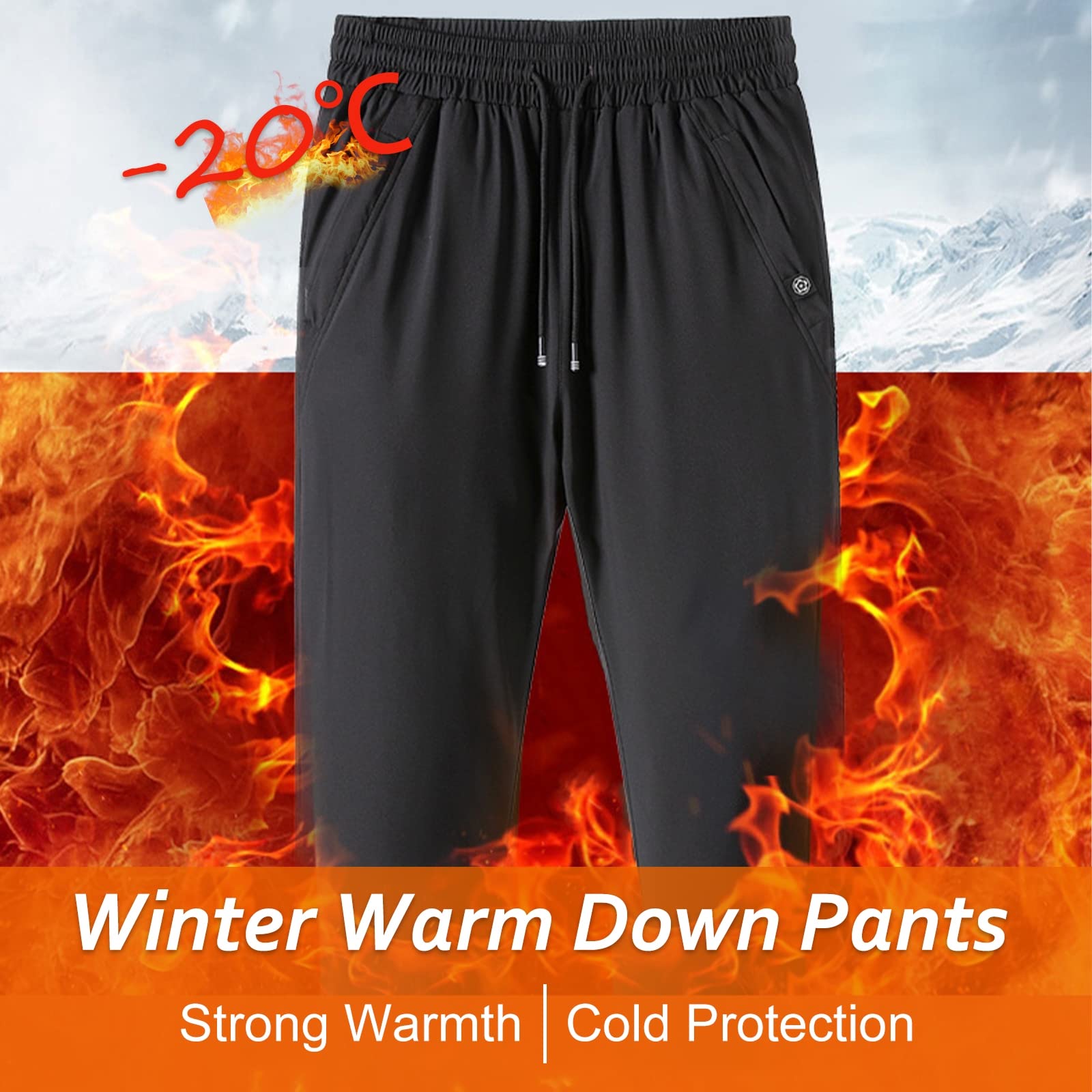 TDHLW Men Winter Ultra Warm Down Pants 90% Duck Down Outdoor Thermal Sweatpants Snow Ski Hiking Camping Cycling Trousers,Gray 2,8XL