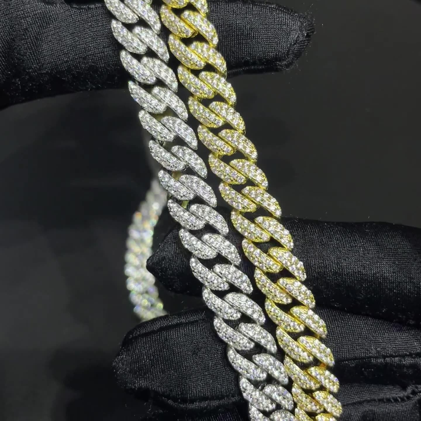 14k Gold über 925 Silber 9mm Hip-Hop-Halskette, dicht eingestellte Moissanite Cuban Neck-Kette, dynamisch für Trendsetter oder besondere Anlässe, Papa Geschenke