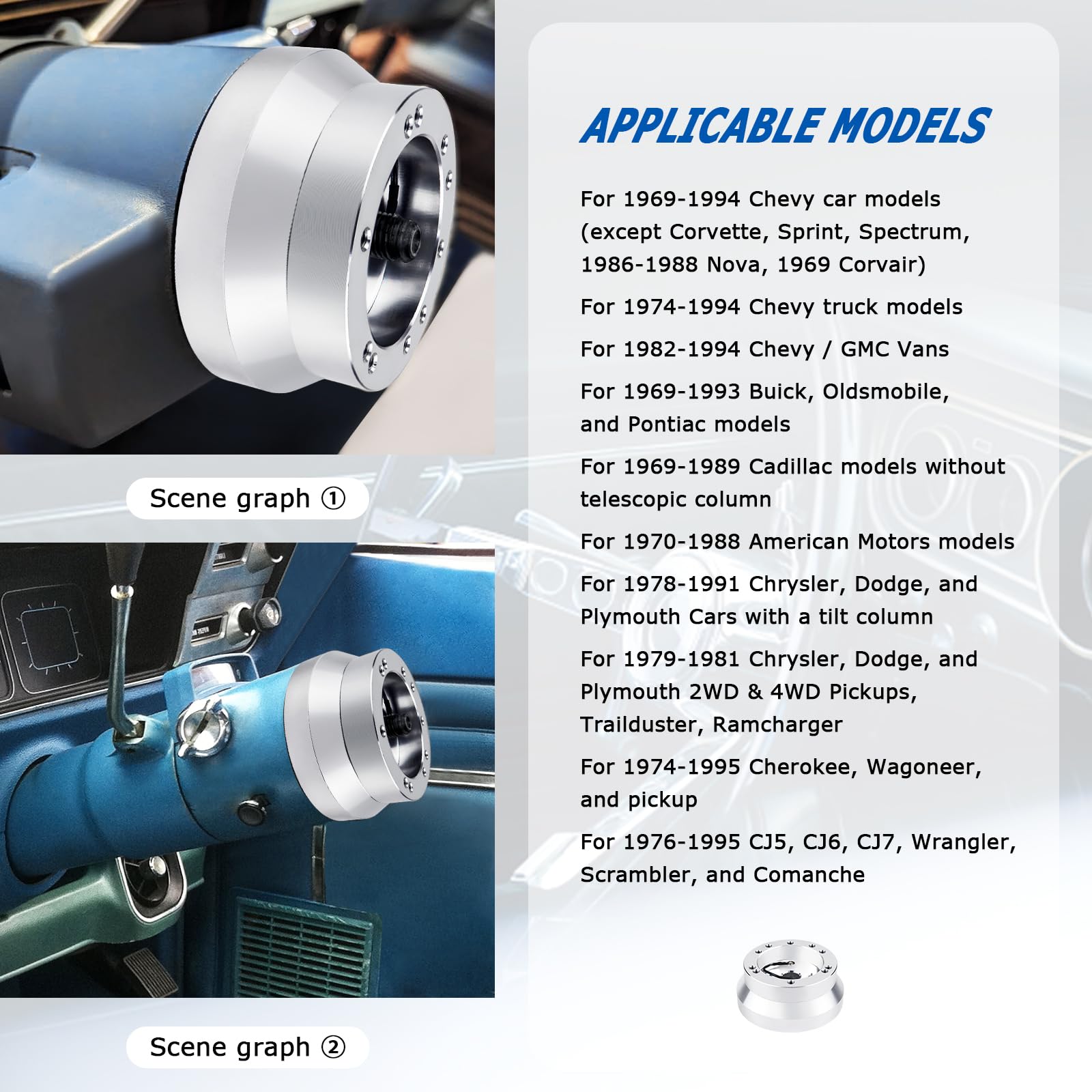 Adattatore universale per mozzo volante a 5/6 fori, compatibile con pickup camion GMC Chevy Pontiac Cadillac (argento)