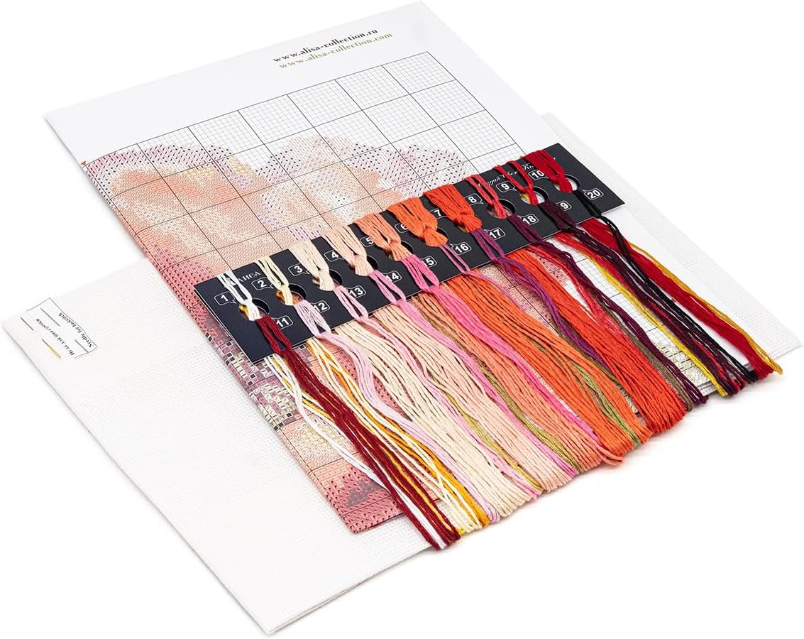 明るいポピークロスステッチキット アイーダ 16カウントキャンバスレッドポピーフラワークロスステッチキット アリサ2-46作