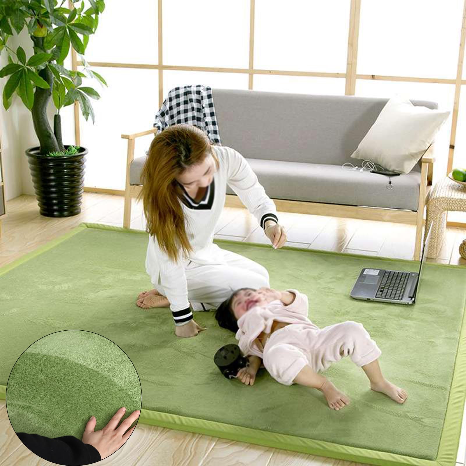 Krabbelmatte Baby Teppich 150 x 220 cm Kinderteppich Teppich Kinderzimmer Spielmatte Krabbeldecke Baby, Rutschfester Unterseite&Weicher Kurzflor, Pflegeleicht, Spielteppich Kinder, Yogateppich