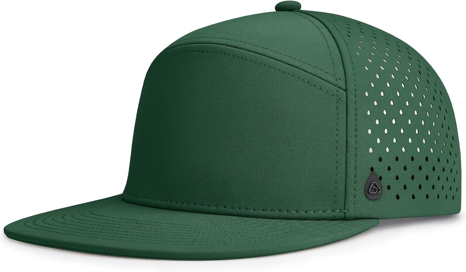 Flat Brim Baseball Cap for Men Adjustable Water-Resistant Performance Hat with Breathable Laser Perforated