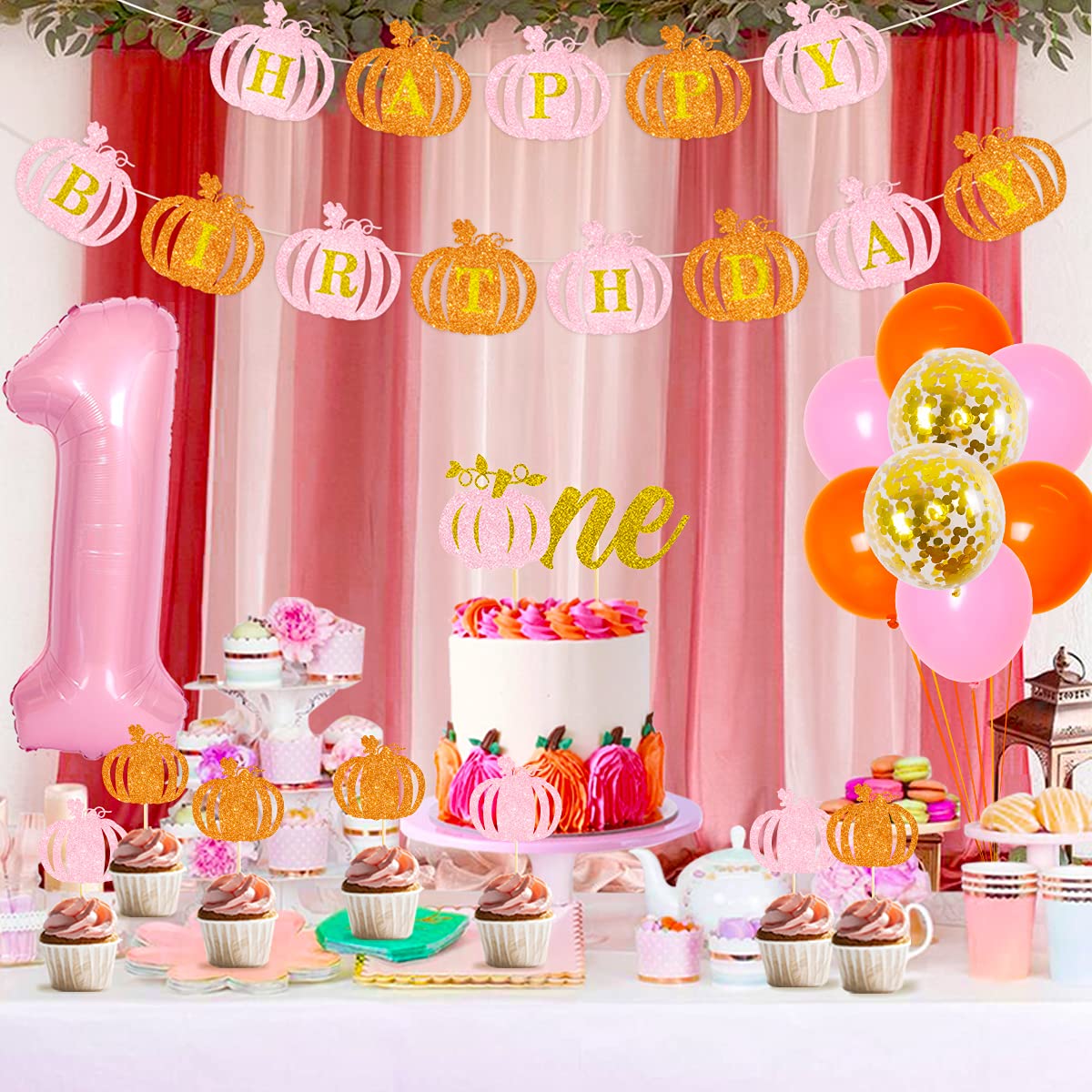 Banner Fotografico Primo Compleanno A Tema Zucca - Ghirlanda Con Cartoncini Per Foto Mensili Da 0 A 12 Mesi, Decorazioni Per Festa Di Compleanno Bambina, Autunno, Halloween E Ringraziamento