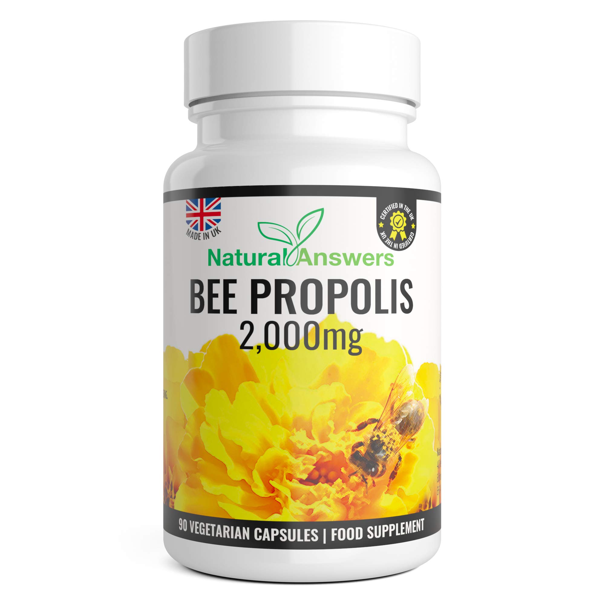 Natural Answers Pure Bee Propolis 2000mg 90 Capsules 45 Servings