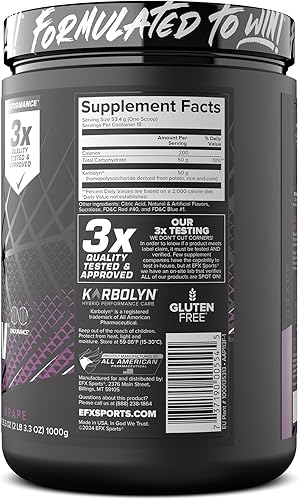 Miniatura 108 de EFX Sports Karbolyn Fuel | Polvo de carbohidratos de rápida absorción | Carga de carbohidratos, energía sostenida, recuperación rápida, sin