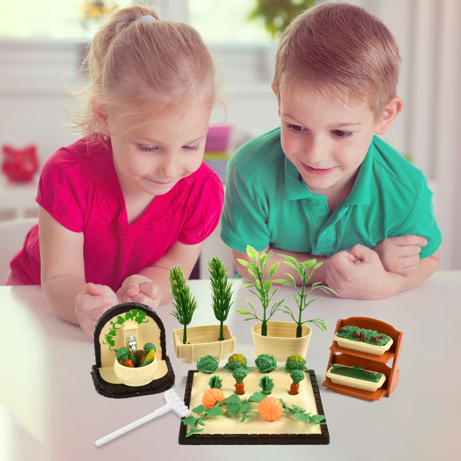 Xlwens Miniatur Garten Zubehör Set - 12 Teile, Für Puppenhäuser, 1:12 Maßstab