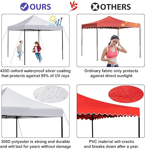 Miniatura 10 de Tienda de campaña desplegable de 10 x 10 pies, tienda de campaña plegable comercial al aire libre con bolsa de transporte con ruedas, bolsa de arena