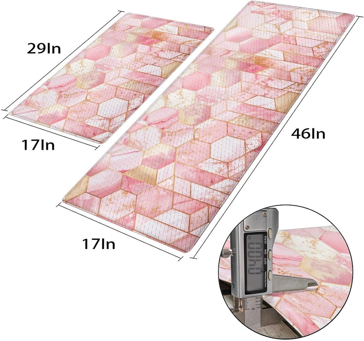 Kitchen Mats for Floor 2PCS, Non-Skid Waterproof Kitchen Mat, Cushioned Comfort Standing Mats for Kitchen Floor, Office, Laundry, Sink, Home Marble-4