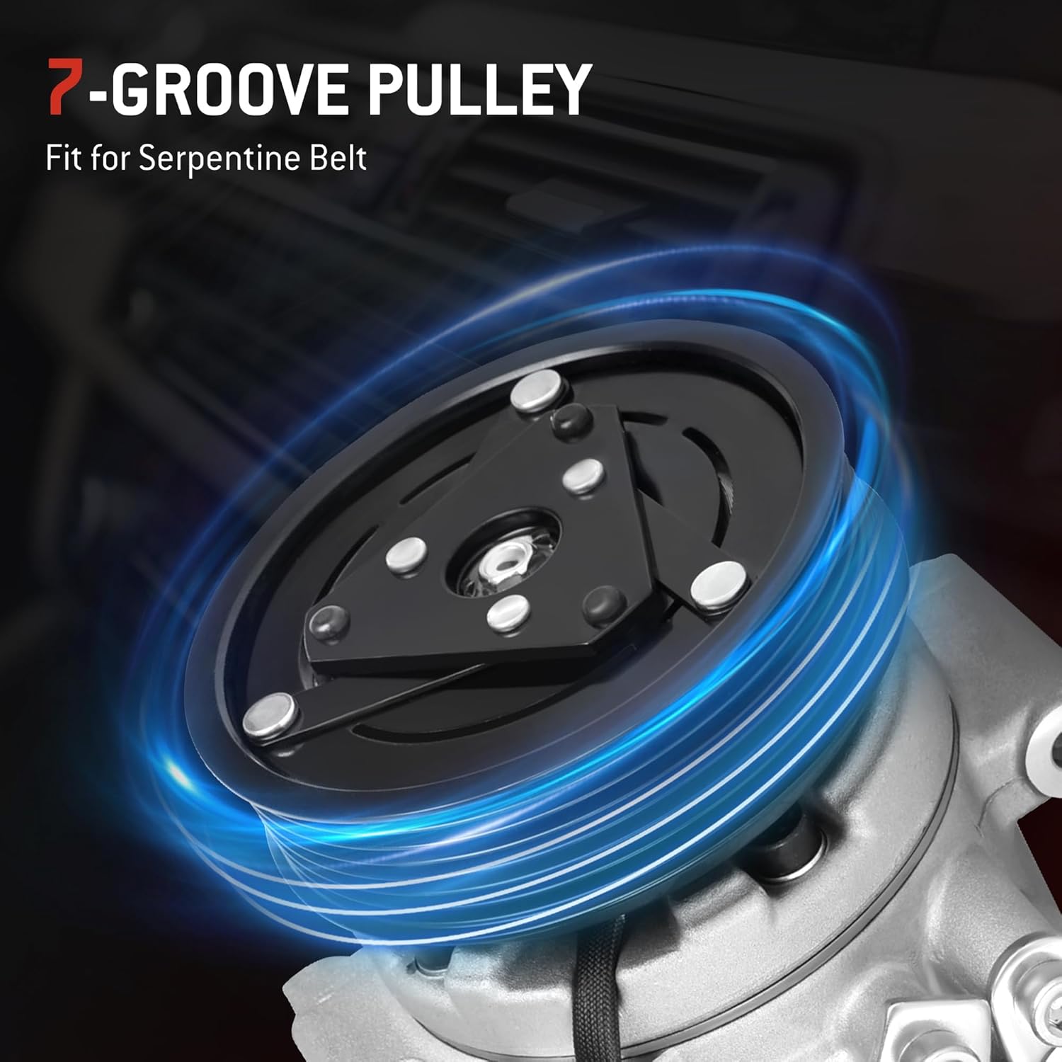 HYR Automotive Air Conditioning Compressor AC Compressor with Clutch Compatible with Toyota Tacoma 2005-2015 2.7L 4.0L, 7 grooves, Replace# 8832004060, 68677, CO10835C