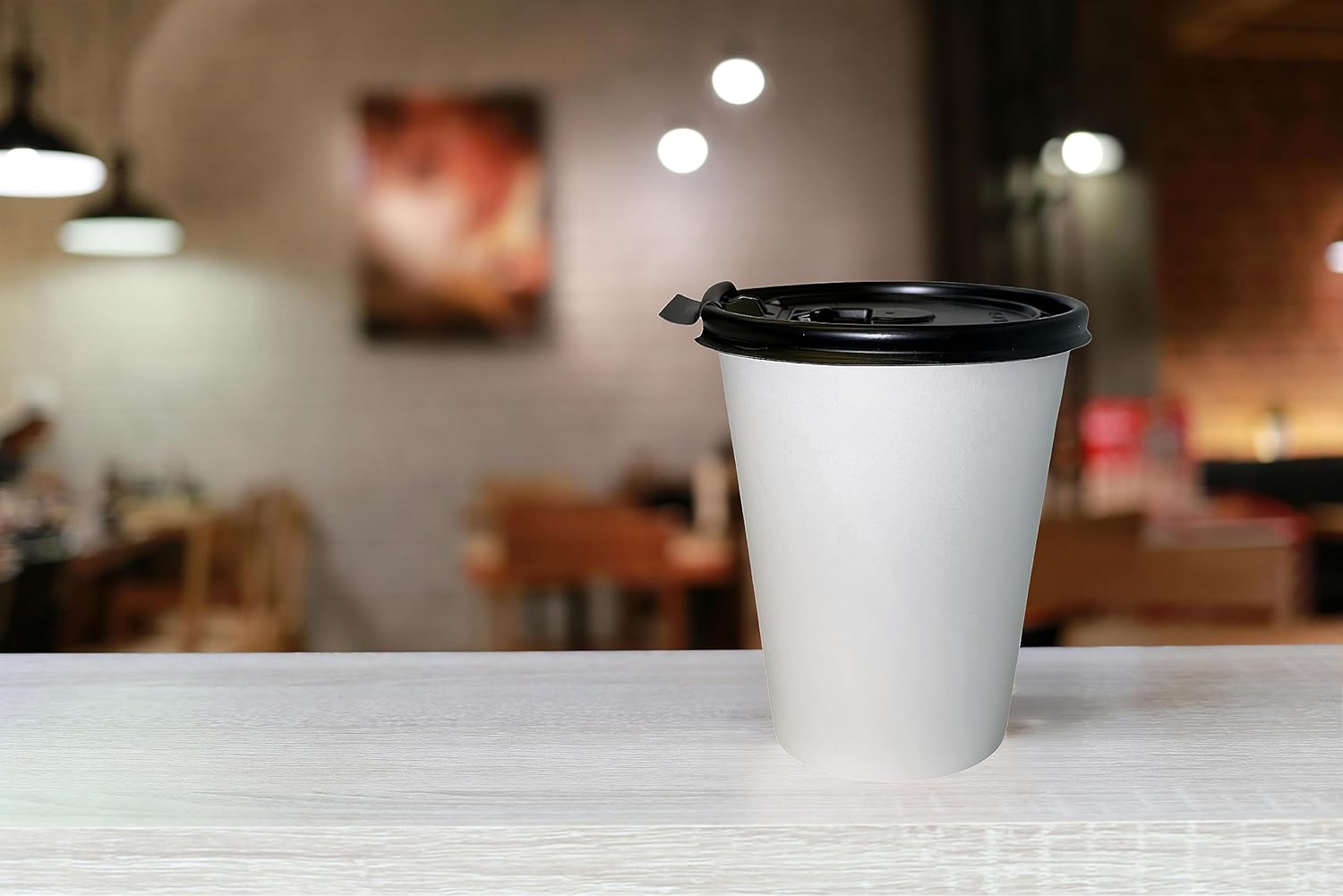 12 oz Disposable White Paper Coffee Cups with Black Flat Lids, Recyclable Hot/Cold Beverage Paper Drinking Cups with Lids for Tea, Water, Coffee, Travel, Picnic, Breakroom, Office (150 PACK)