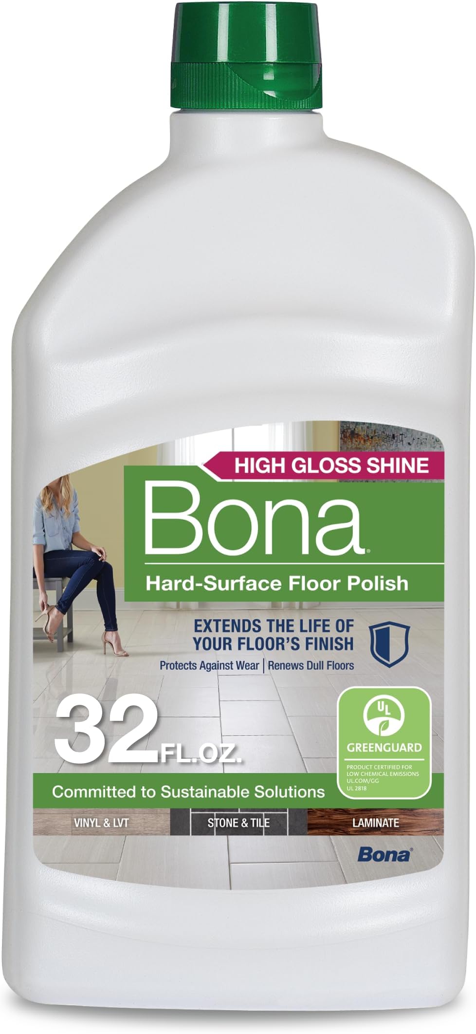 Multi-Surface Floor Polish - 32 fl oz - High Gloss Shine - Protects and Renews Stone, Tile, Laminate, and Vinyl Flooring - Covers 500 sq ft