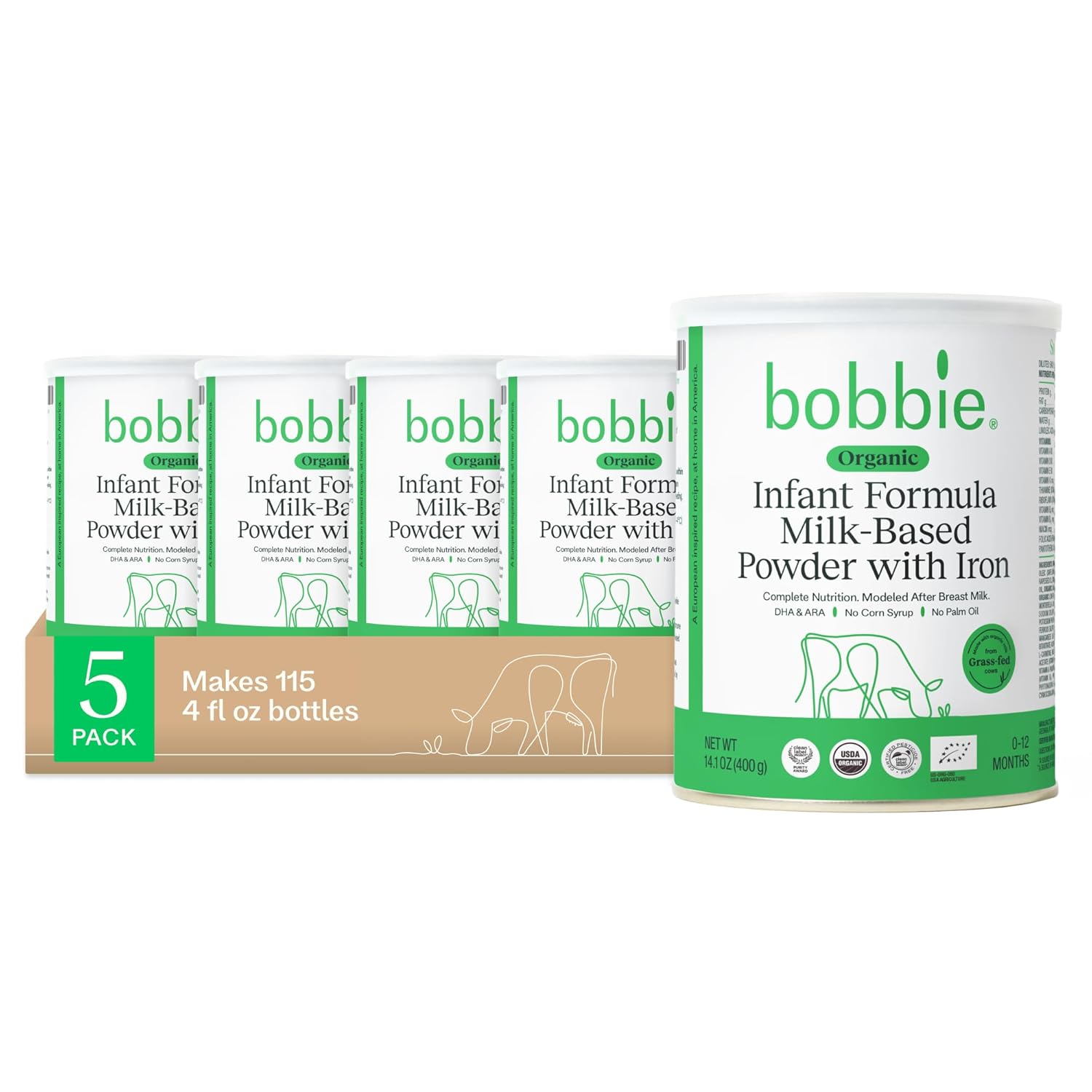 Organic Combo Feeding Kit, Baby Formula, Milk Based Powder with Iron, DHA and Vitamin D & 100% Lactose (14.1 oz), Organic Baby Vitamin D Drops 400 IU (0.3 fl oz) Newborn Baby-12 Months Old