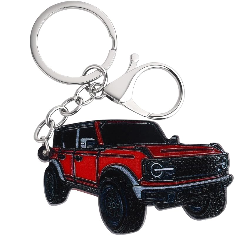 Chaveiro automotivo para Ford Bronco Kaelaris com clip e acabamento vermelho