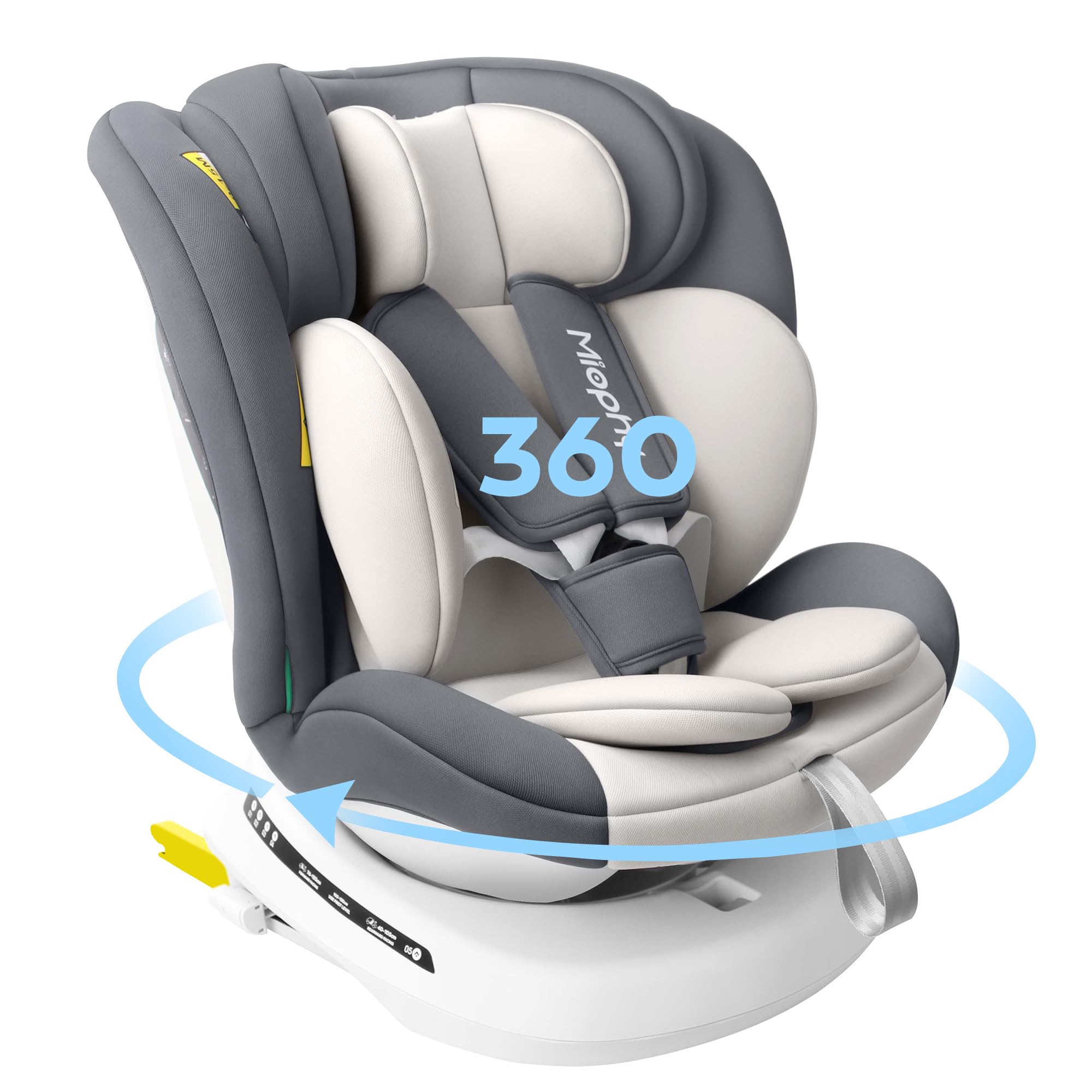 I-Size 360°drehbar Kindersitz, Gruppe 0+1/2/3, 0-12 Jahre, 40-150 cm, Baby Autositz mit isofix, ECE R129/04
