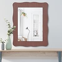 Vista 1 de Espejos ondulados para pared, rectangular, marco de madera, espejo Brouwn vintage, para colgar en la pared, para sala de estar, dormitorio