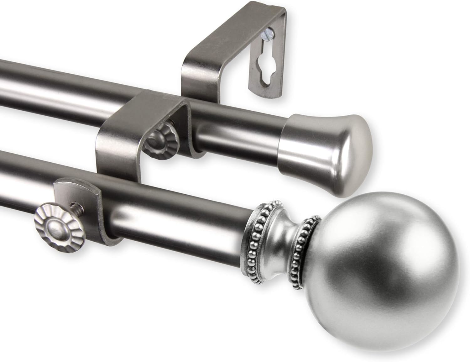 Rod Desyne 13/16" Jodi Double Curtain Rod, 48-84 inch, Satin Nickel