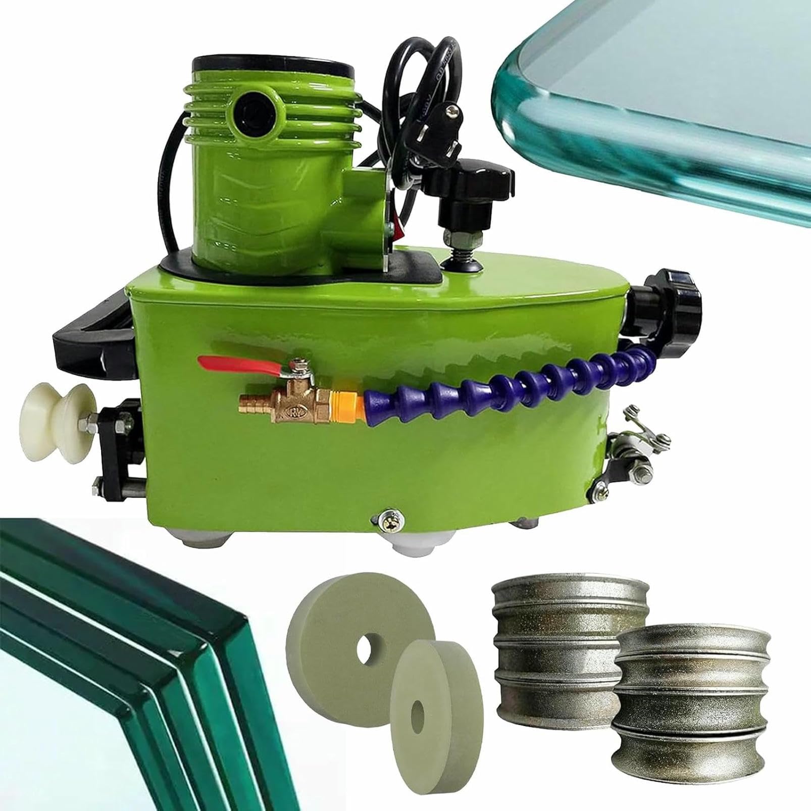 Small glass grinder machine CNPRAZ 800W compacte avec 8 roues diamantées plates et rondes