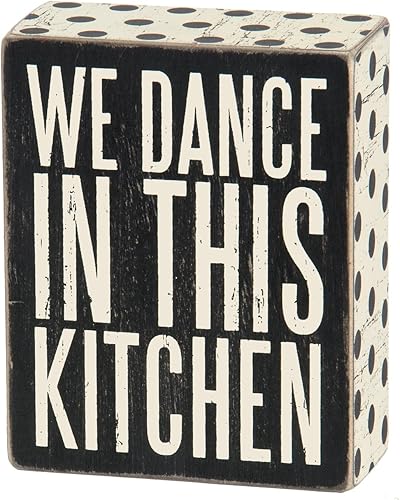 Primitives by Kathy 25192 Cartel de caja recortada de lunares, 4 x 5 pulgadas, In This Kitchen